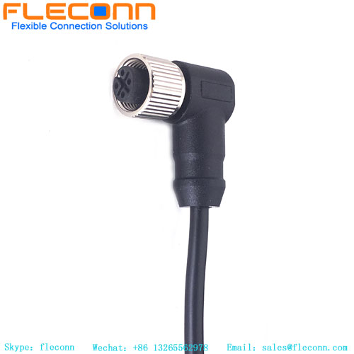 M12 4 Pin Right Angle Female Connector Cable