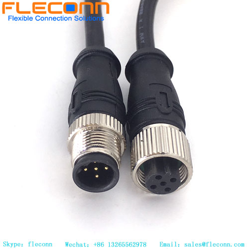 M12 5 Pin Male Cable，M12 Round Waterproof Sensor Cable