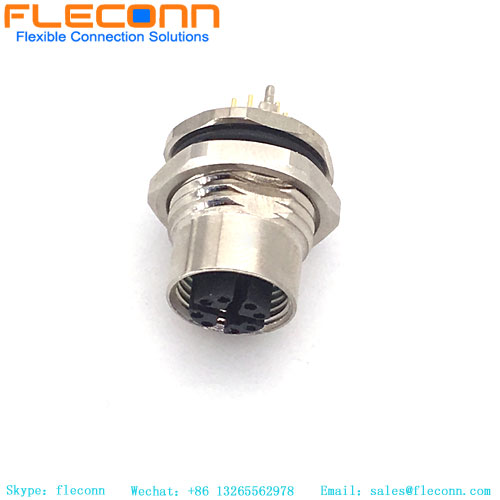 M12-X 8 Pin Female Panel Mount Connector