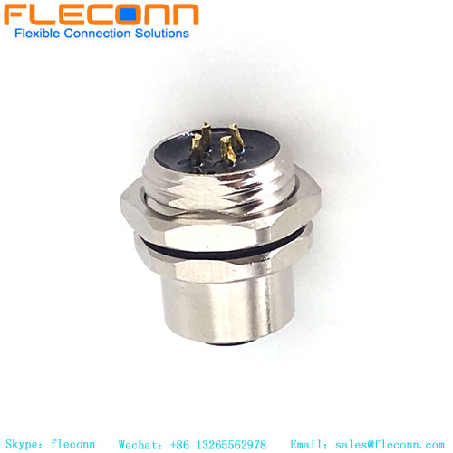 M12 A-Coded 4-Pin Female Connector, Plug-In Rear Lock Sensor Waterproof Connector