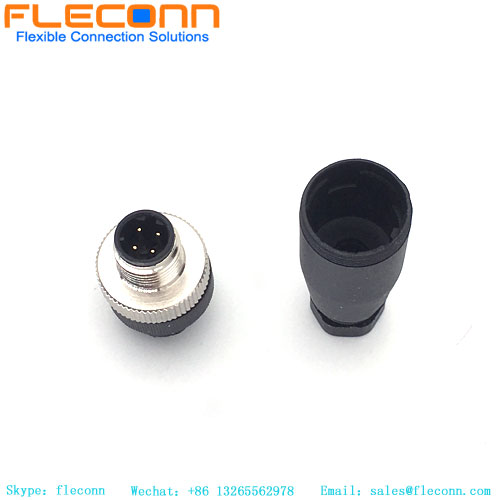 M12 B-Coded 4 Pin Female Connector, Plastic Shell