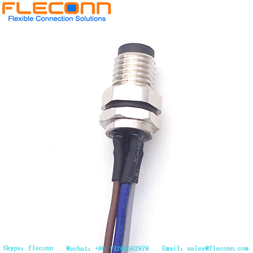 M8 4 Pin Male Panel Mount Connector Cable, IP67 Waterproof Straight Plug Cable