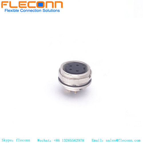 M16 4 Pole Female IP67 Waterproof Mount Connector