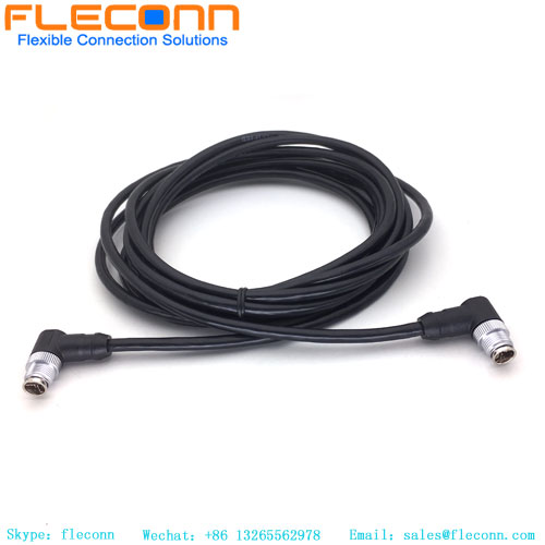 M12 X coded 8 Pin Male to Male Right Angle Ethernet Cable
