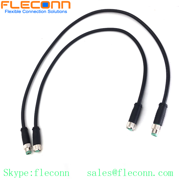 M8 3 Pin 4 Position 5 Pole 6 8 Pos Male to Female Cable, Straight Overmolded Connector Cable