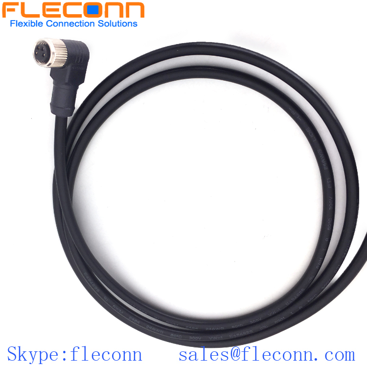 M8 4-Position 90 Degree Angle Molded Female Connector Cable