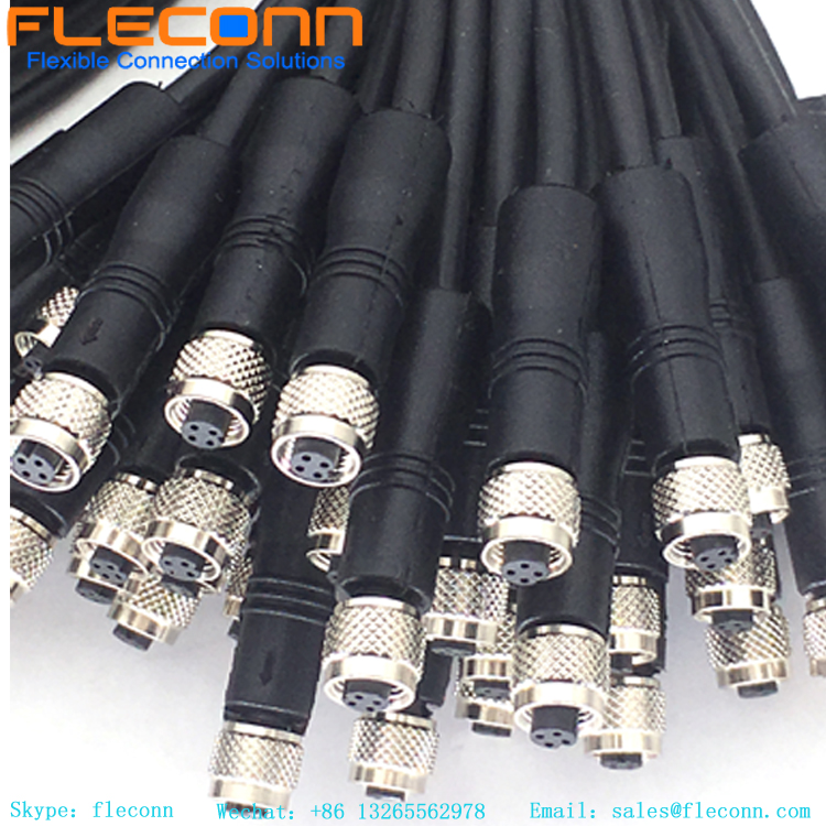 IP68 Waterproof Female M5 2 3 4 Pin Sensor Cable, Molded Cable Assemblies