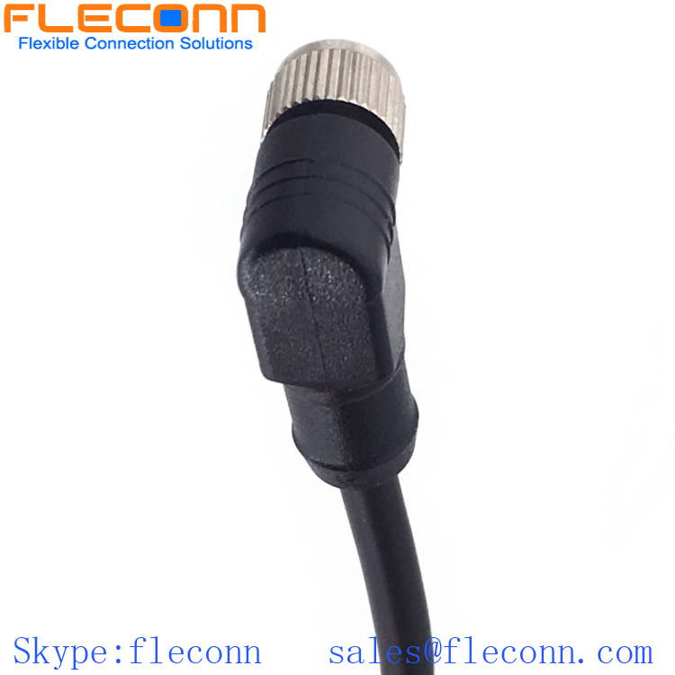 M8 4 Pos Right Angled Female Cable, IP67 IP68 Waterproof Connector