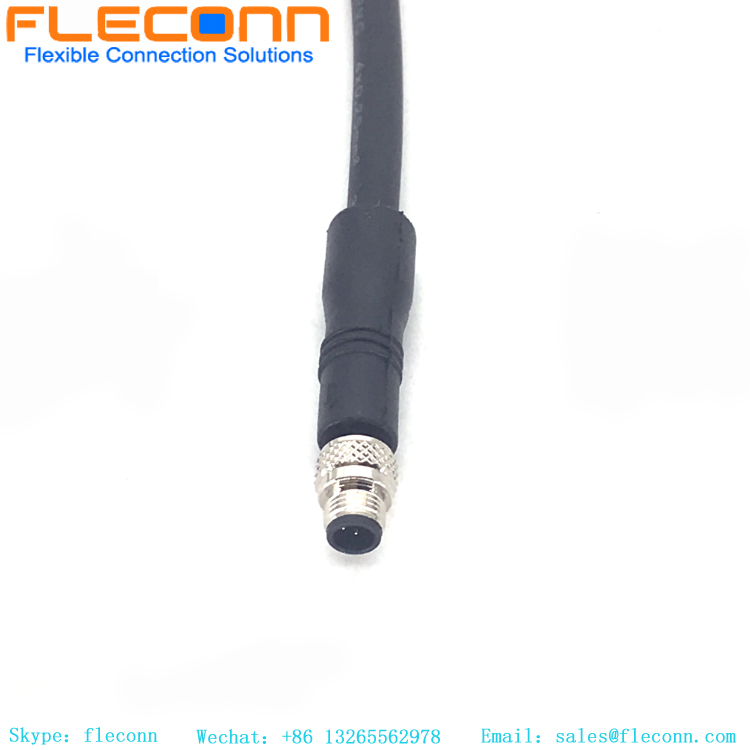 M5 sensor cable with 2 pin 3 contacts 4 pole male connector IP67 protection for automation technology