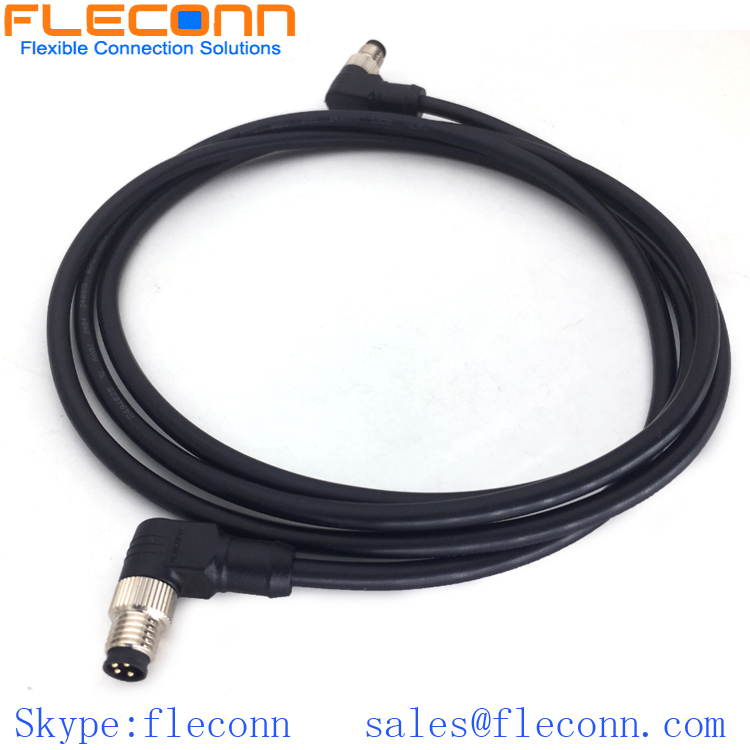 IP67 Waterproof M8 Right Angle Connector Cable 3 4 5 6 8 Pin Available