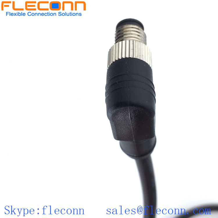 IP68 Waterproof M8 4 Pin Male Connector Cable, 90 Degree Angle TPU Molded Connector Cable