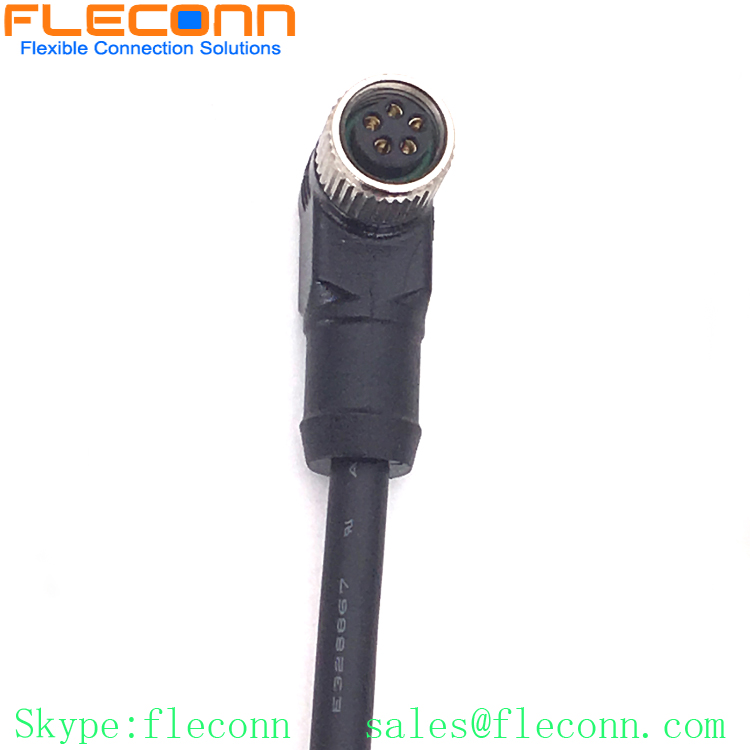 M8 90 Degree Angle Cable, 5P 5 Pin Female Connector, Unshielded PVC Jacket Cable