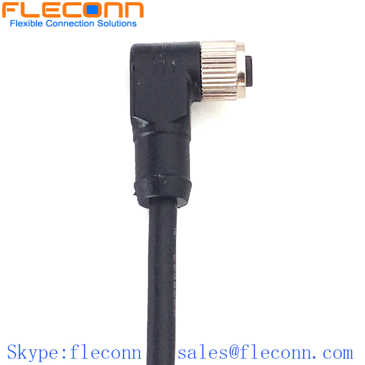 M8 4 Pos Right Angled Female Cable, IP67 IP68 Waterproof Connector