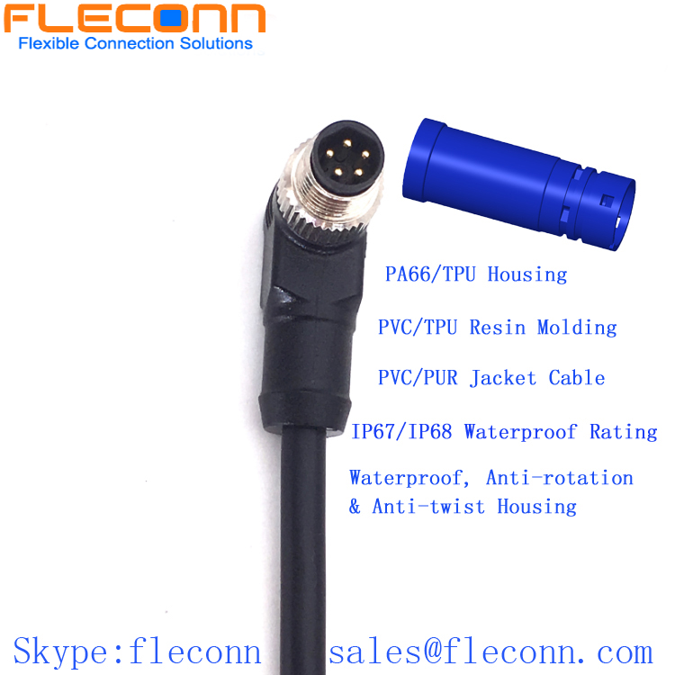 M8 6 Pin Right Angle Male Cable
