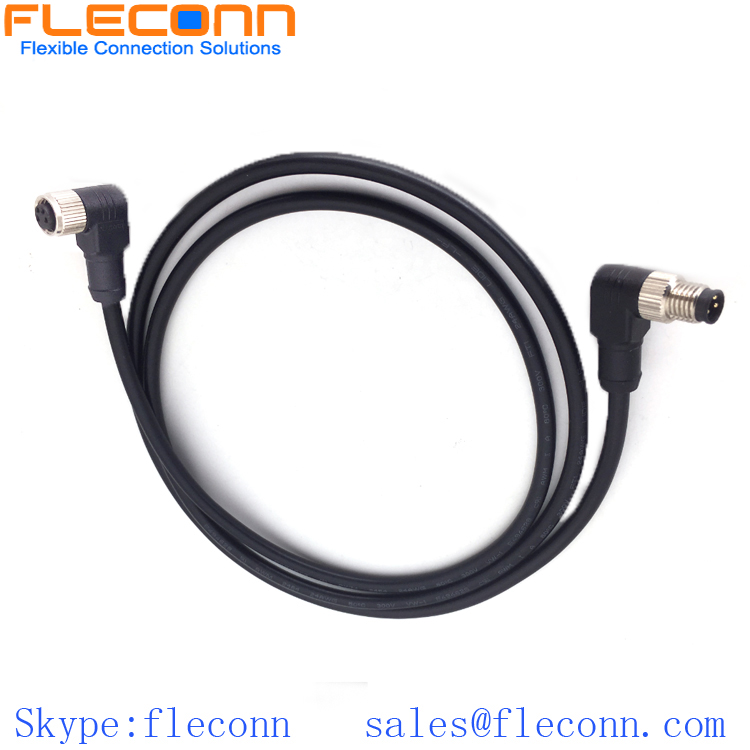 M8 4 Pin Right Angle Female Connector Cable