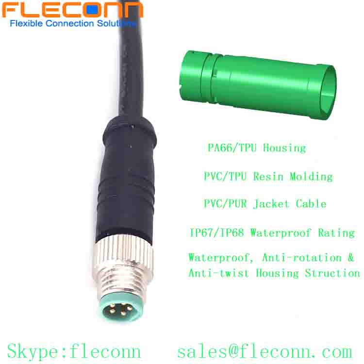 M8 B-coded 5Pin Male to Female Connector Plug Cable, IP67 IP68 Wateproof Connector Cable Cordset