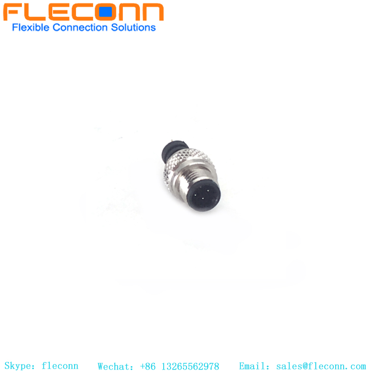 M5 Circular Metric Waterproof Connector, 4 Contacts, Male Plug