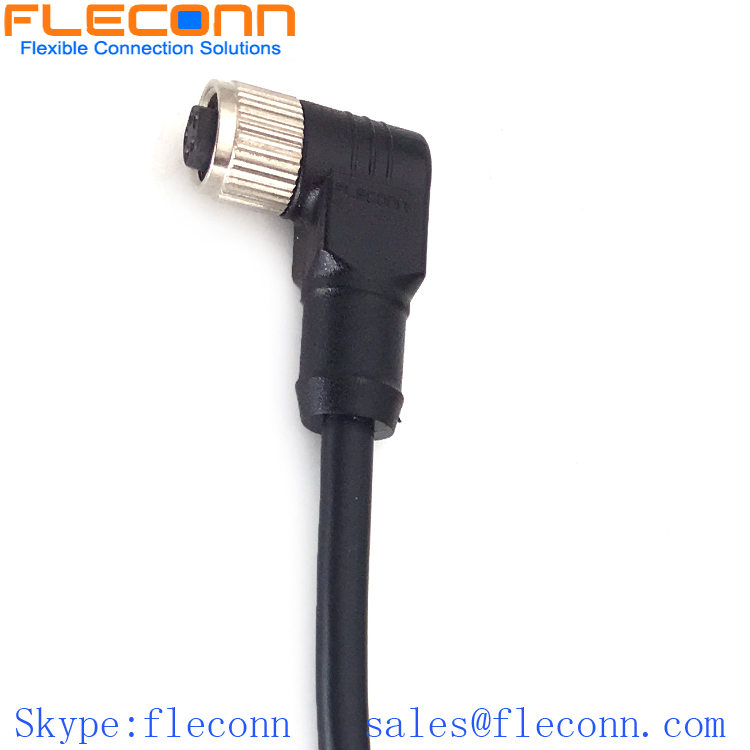 M8 4-Position 90 Degree Angle Molded Female Connector Cable
