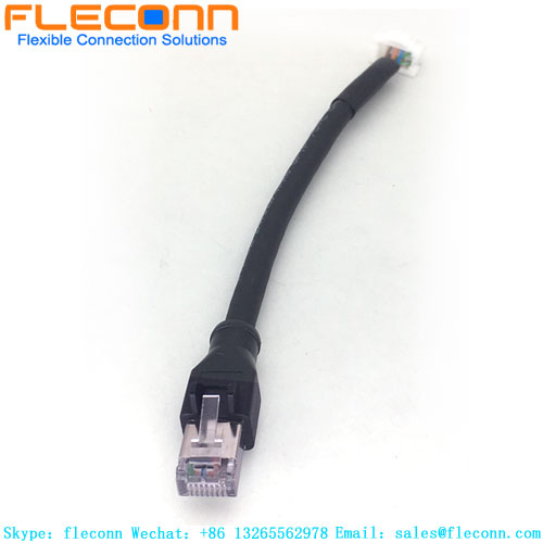 M12 X-Coded Female Panel Mount Connector to RJ45 cable with XAD 2.5mm Pitch B10B-XADSS-N Board Connector