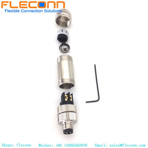 Field Wireable M8 Connector, Metal Shielded