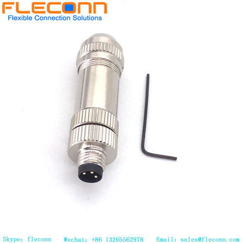 Field Wireable M8 Connector, Metal Shielded