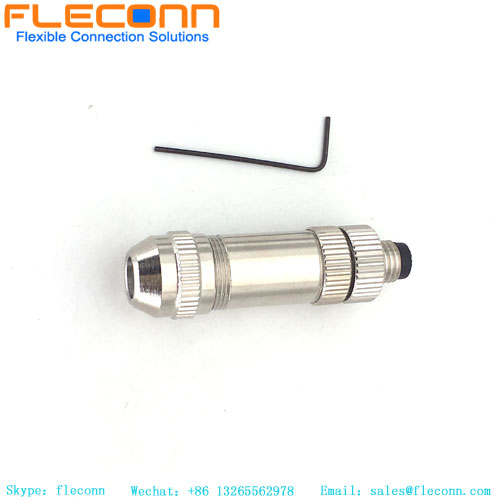 Field Wireable M8 Connector, Metal Shielded