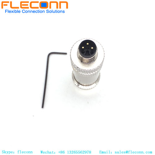 M8 3 Pin Male Connector, Metal Shell