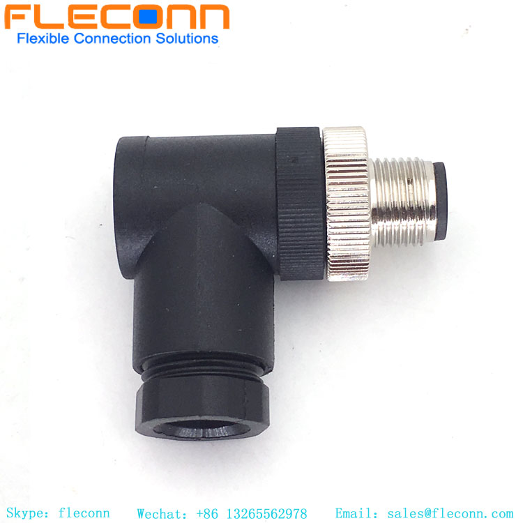M12 Right Angle Connector 5 Pin, Plastic Shell