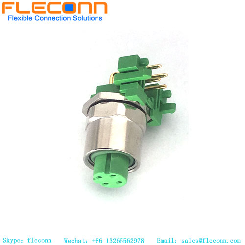 M12-D 4 Pos Female Panel Mount Connector