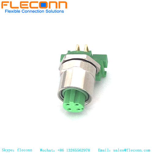 M12-D 4 Pos Female Panel Mount Connector