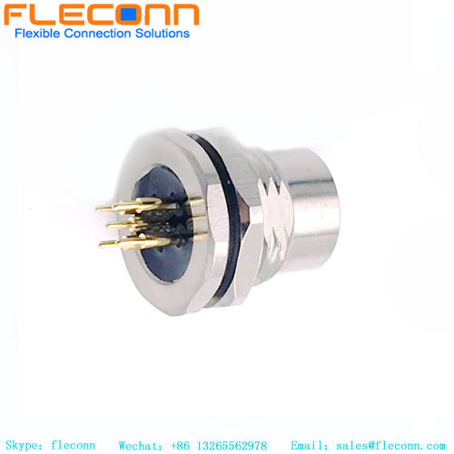 M12 Connector PCB Mount, 3 4 5 6 8 12 17 Pin A-coded Female Receptacle