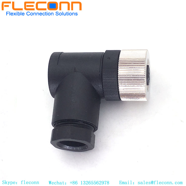 M12 Connector 5 Pin, Plastic Shell, Right Angle