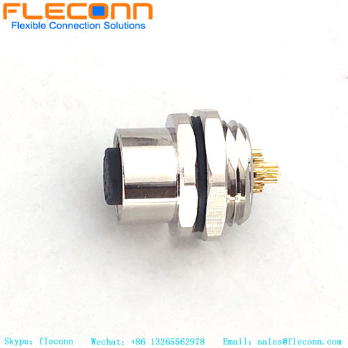 M12 12 Position A Code Female Mount Receptacle, Front Mounting Style