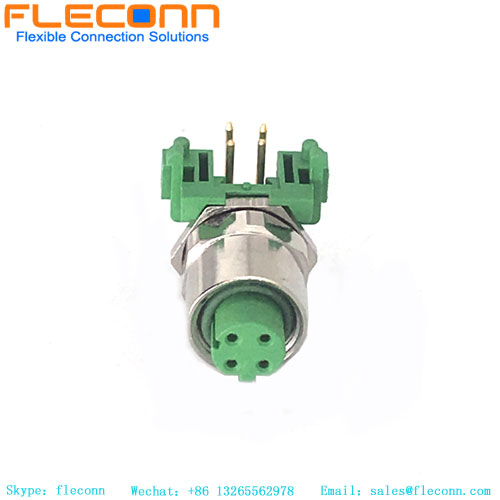 M12 90 Degree Panel Mount Connector