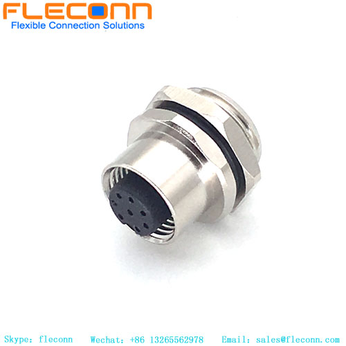 M12 8 Pin Female Panel Mount Connector