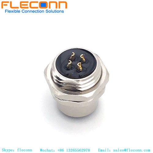 M12 4 Pos A-Coding Female Panel Mount Connector