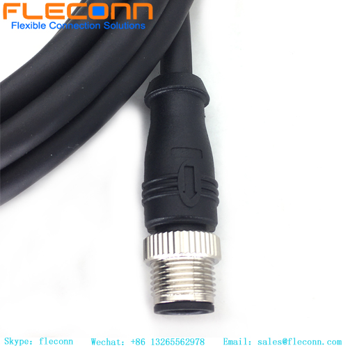M12 5 Pin B-Coded Straight Male To Right Angle Female Connector Cable