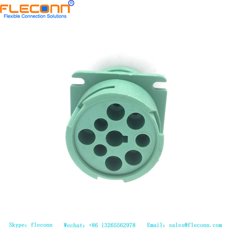 Deutsch HD10-9-1939P-P080, Housing for Male Terminals, Wire-to-Wire, 9 Position, Sealable, Green