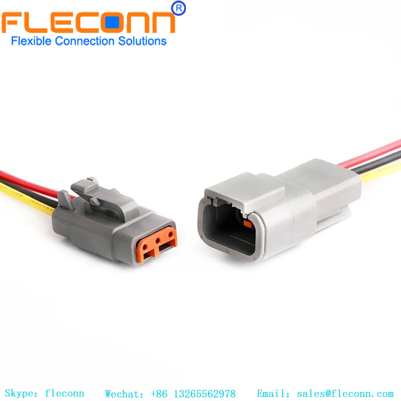 Deutsch 3 Pin Automotive Sealed Electric Plug Waterproof Connector Wire Harness DTM Series DTM06-3S DTM04-3P