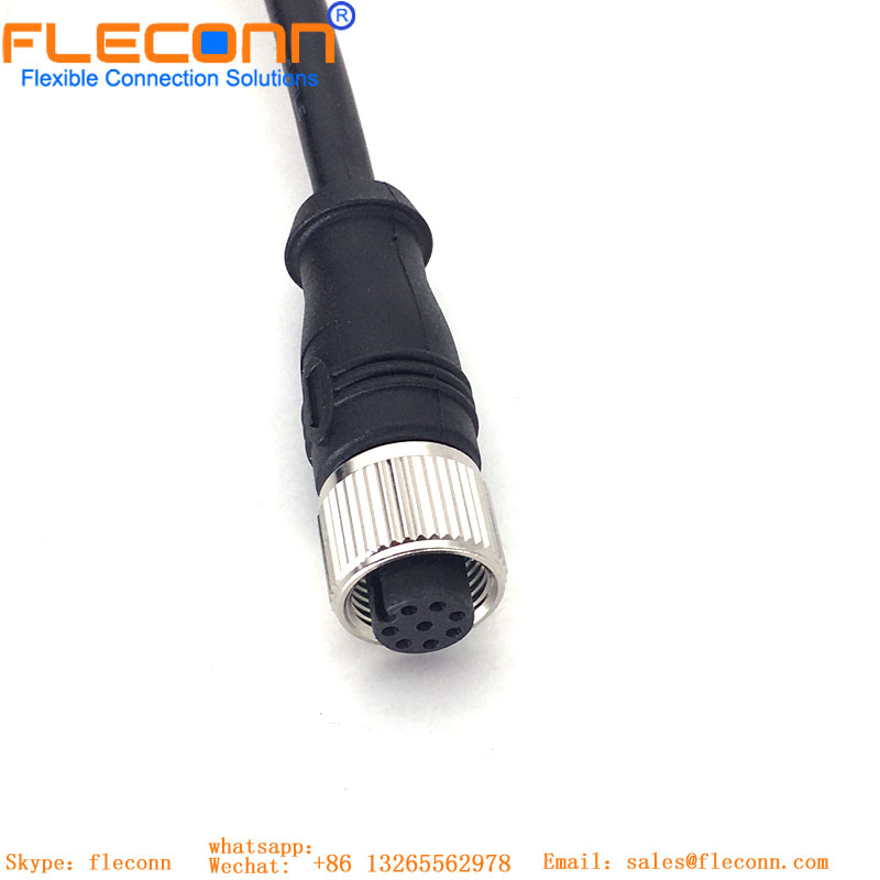 M12 A Coded，8 Pole Female IP67 Waterproof Cable