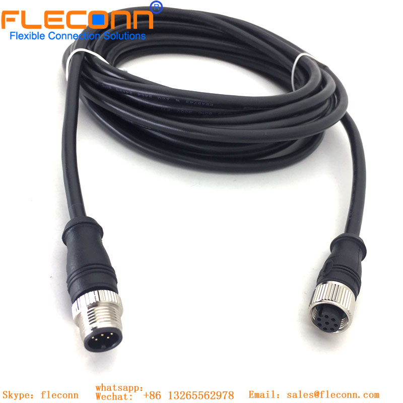 M12 Cable 8 Pin,A-coded Male To Female IP67 Waterproof Cordset