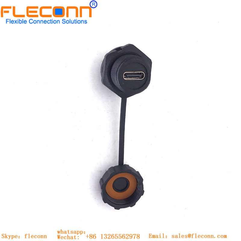Waterproof USB C Panel Mount Connector
