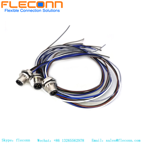 M12 5 Pin Male Panel Mount Connector With Cable