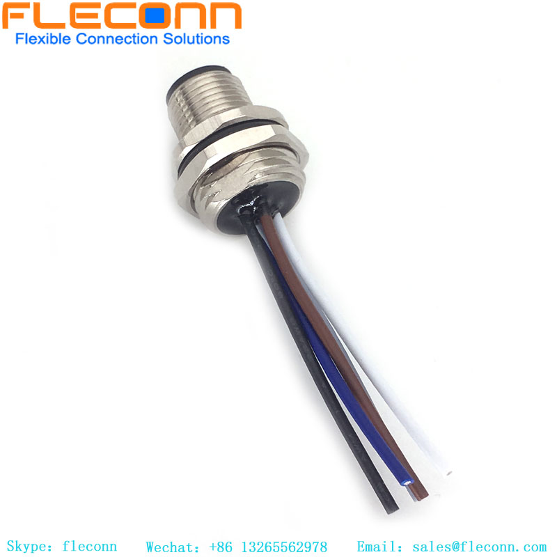 M12 5 Pole Male Front Mount Connector With Cable