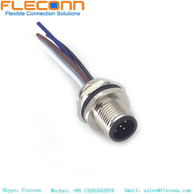 M12 5 Pole Male Front Mount Connector With Cable