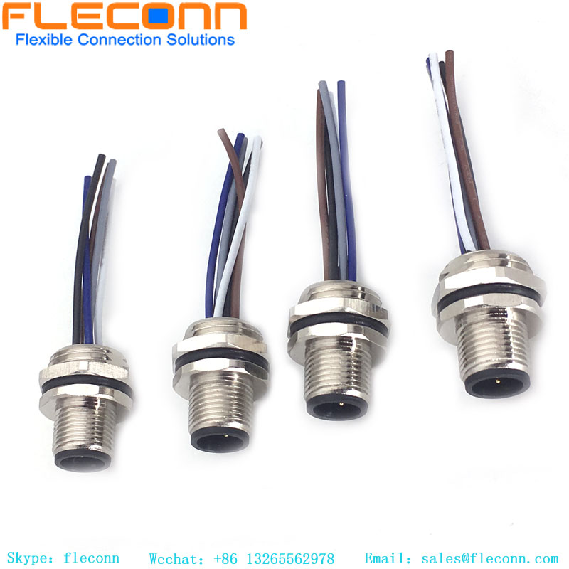 M12 5 Pole Male Front Mount Connector With Cable