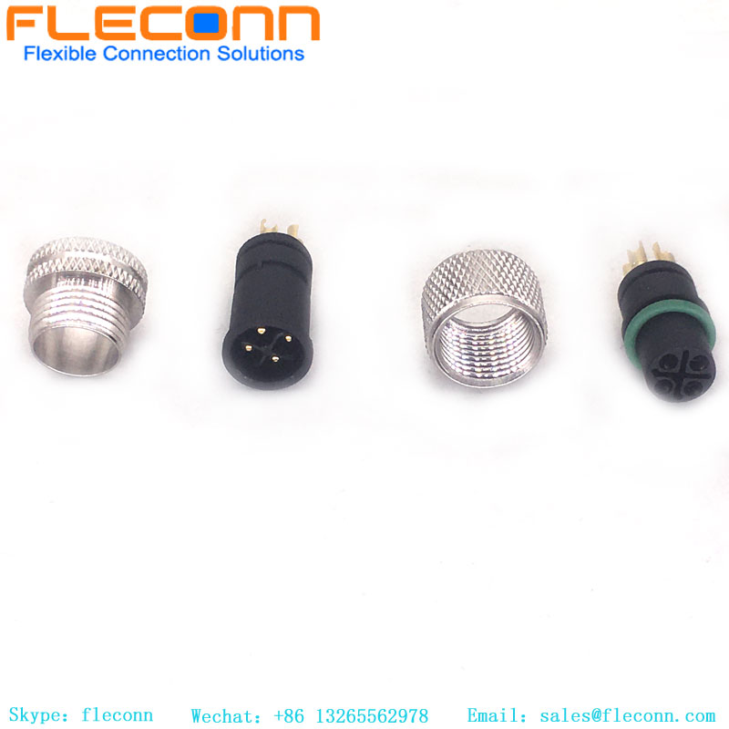 M12 4 Pin S-Code Cable Molded Connector