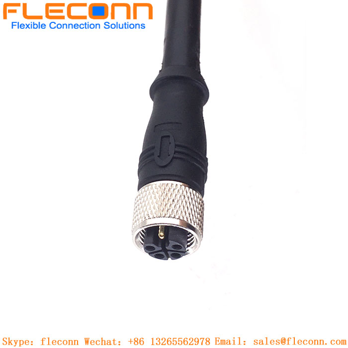 M12 L-Coded 4+PE Male To Female Connector Cable