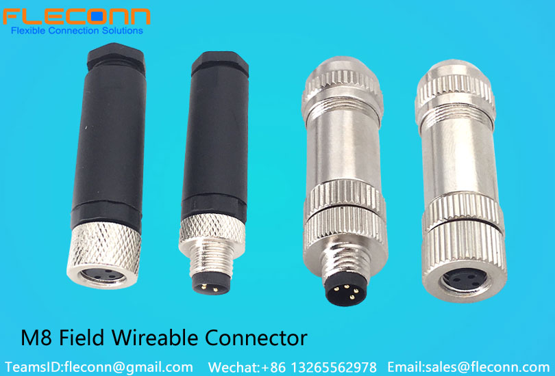 FLECONN can supply IP67 IP68 waterproof m8 field wireable connector with&nbsp; 3 pin 4 pin male and female screw terminals for sensor and actuator connection.