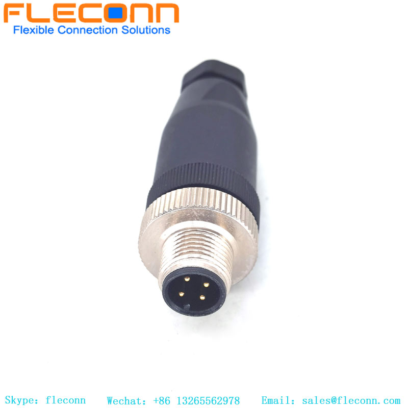 M12 B-Coded 4 Pin Female Connector, Plastic Shell M12 4 Pin A Coded Male Field Wireable Connector